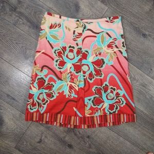 💚Ann Taylor LOFT petite floral skirt ombre red 2P